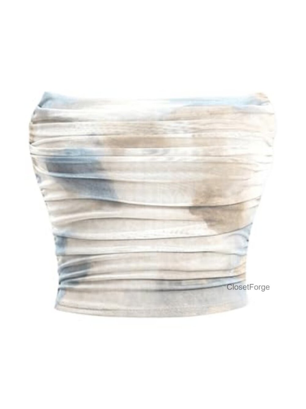GORGLITTER Strapless Ruched Tube Top Rib Knit Sleeveless Summer Crop Cami